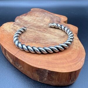 Vintage Native American Sterling Silver Twist Cuff